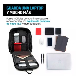 Foto 4 | Mochila Antirrobo Impermeable Lujo Candado Para Laptop Color Negro