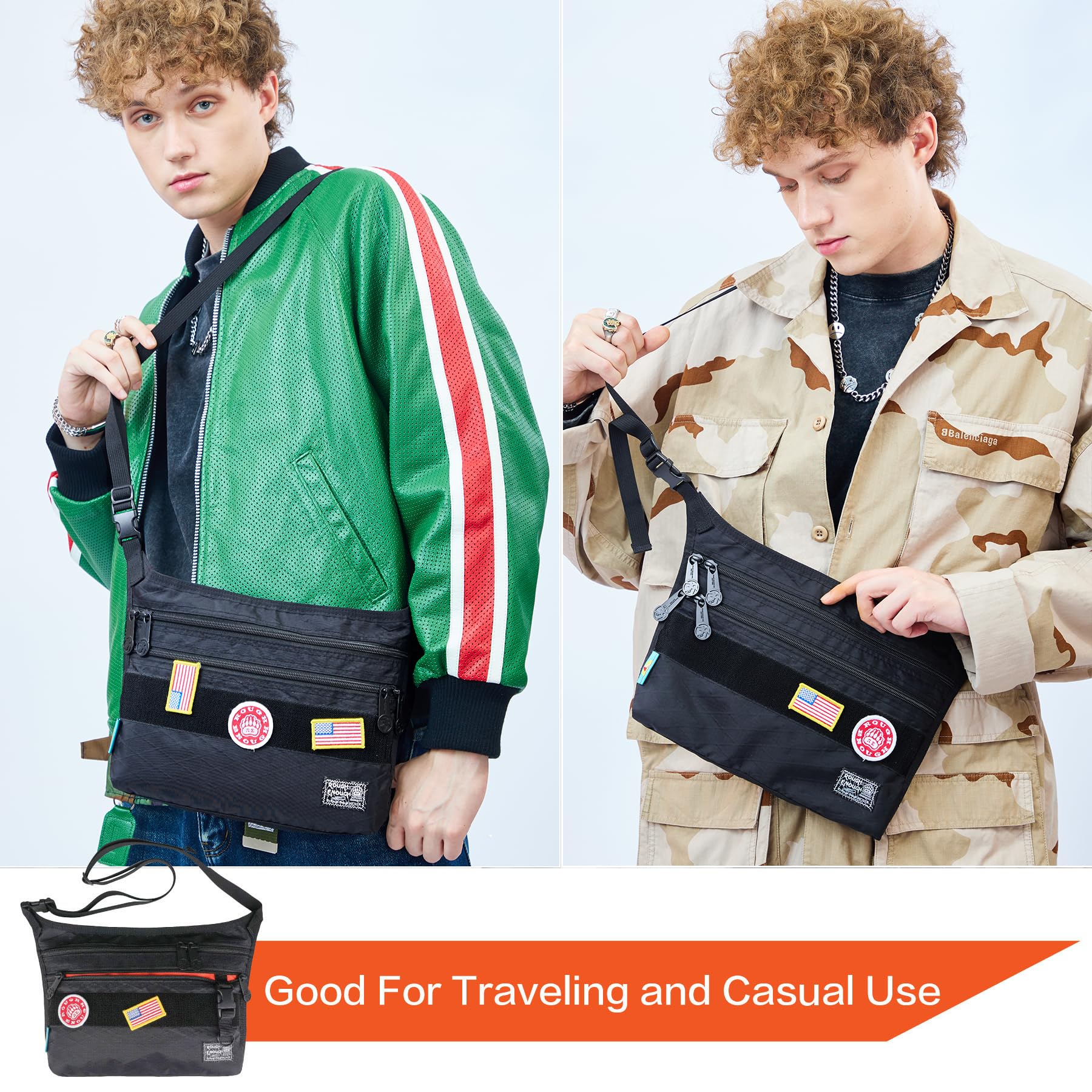 Foto 6 pulgar | Bolso Bandolera Rough Enough Negro Para Hombre Con Compartimento Para Tableta De 8 Pulgadas - Venta Internacional.