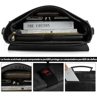 Foto 4 | Maletín Para Portátil De Cuero Impermeable De 15,6 Pulgadas Lab.g Negro