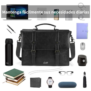 Foto 5 | Maletín Para Portátil De Cuero Impermeable De 15,6 Pulgadas Lab.g Negro