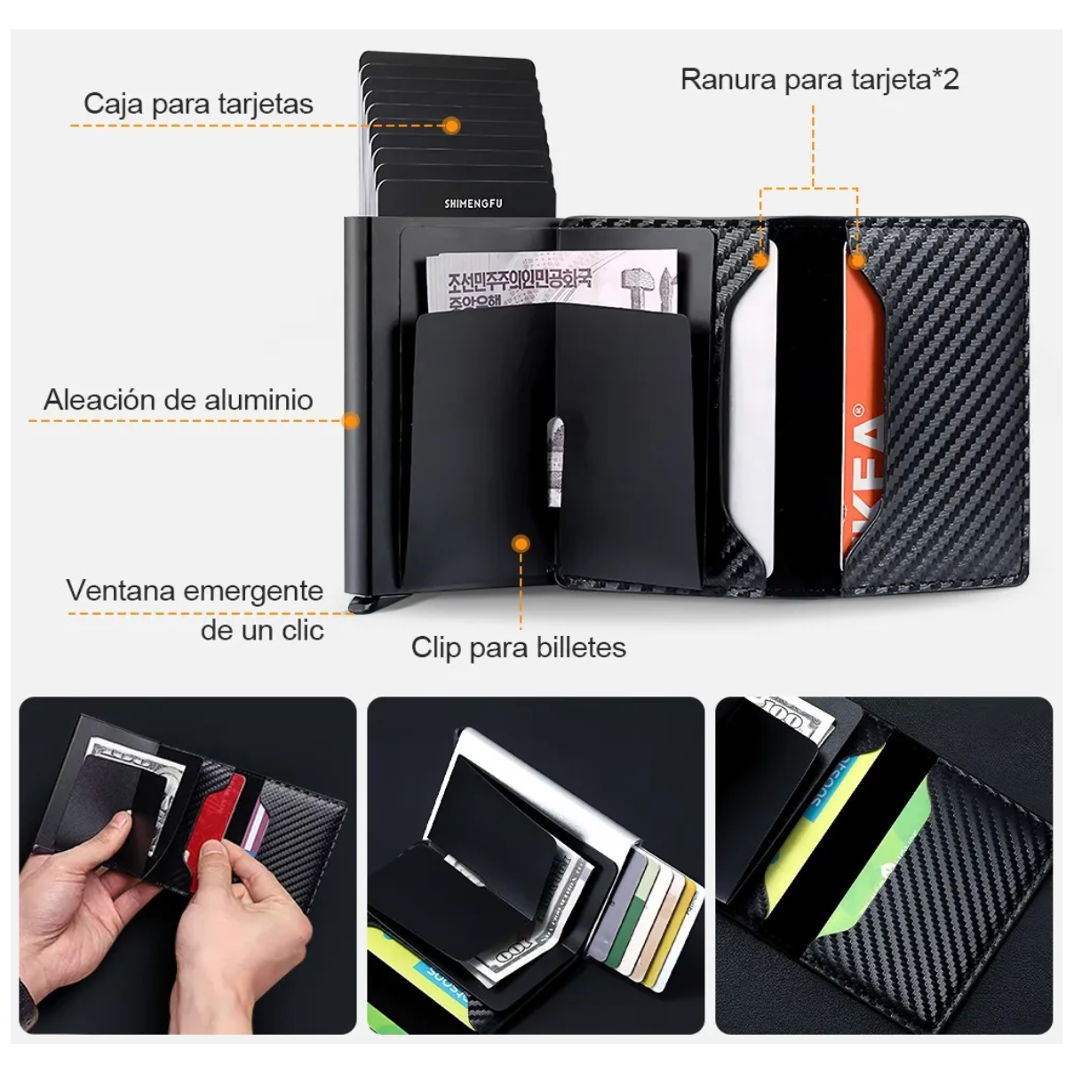 Foto 3 | Cartera Con Protección  De Aluminio Para Hombre Eo Safe Imports Esi-19371 Negro