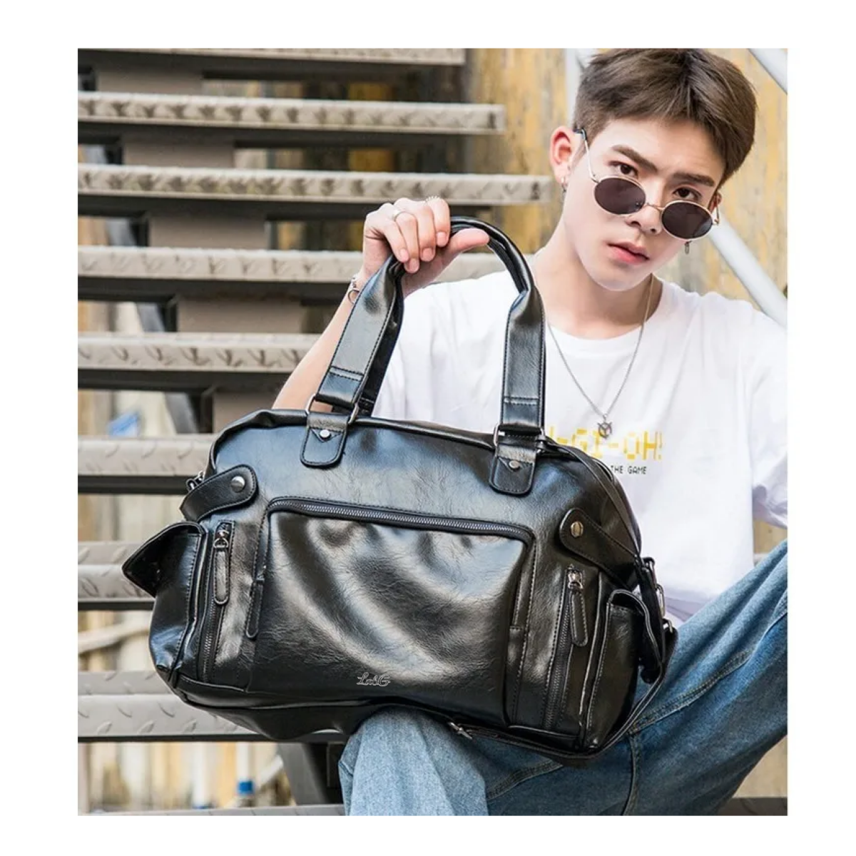 Foto 2 | Bolso De Mano Tipo Maletín De Hombro Cuero Para Viaje Hombre Lab.g Negro