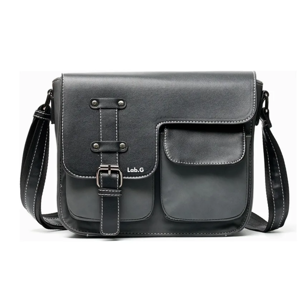 Foto 1 | Bolso Mensajero De Cuero Lab.g, Gris