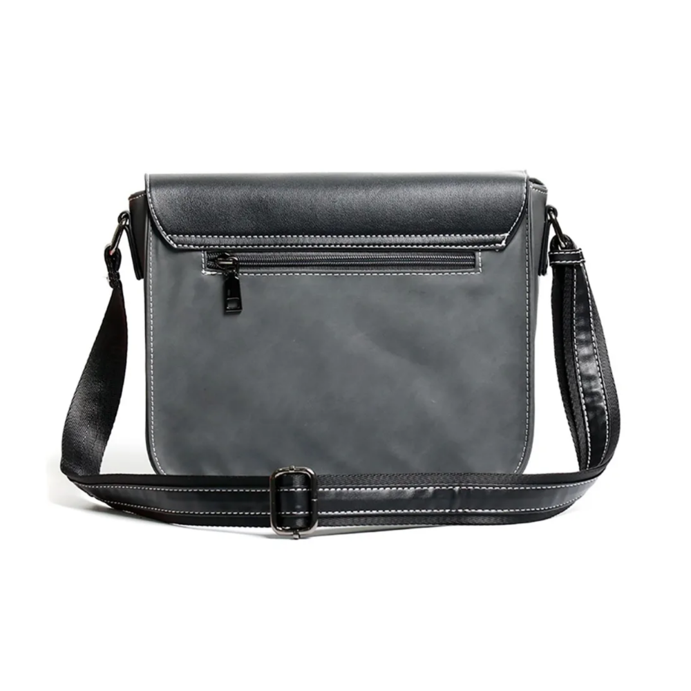 Foto 3 | Bolso Mensajero De Cuero Lab.g, Gris