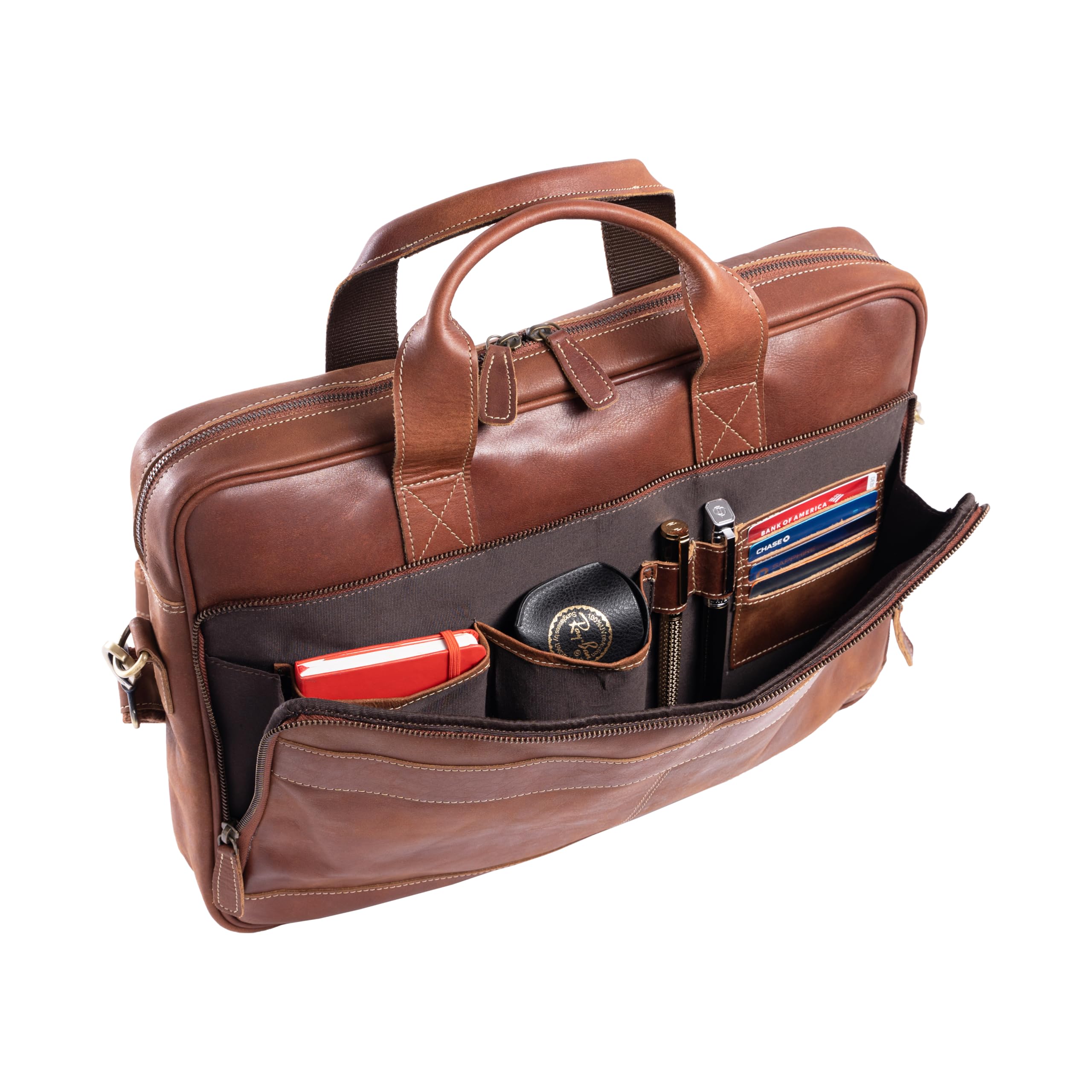 Foto 2 | Maletín De Piel Komalc Laptop Messenger De 16 Pulgadas, Color Canela - Venta Internacional.
