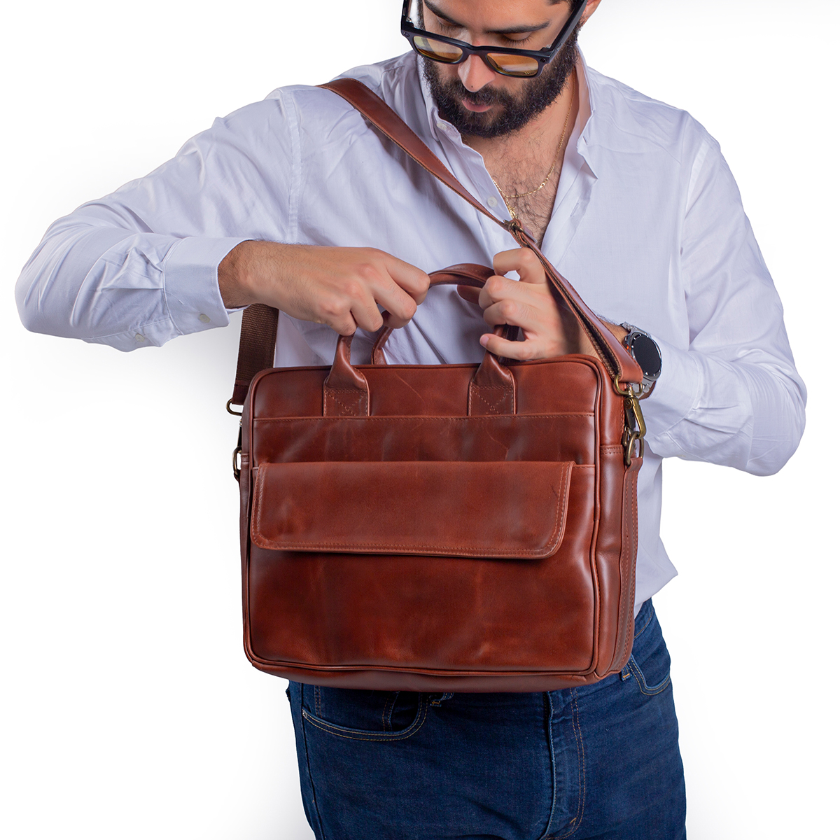 Foto 4 | Portafolio Piel Genuina Castelli Laptop 17 Pulgadas Hombre