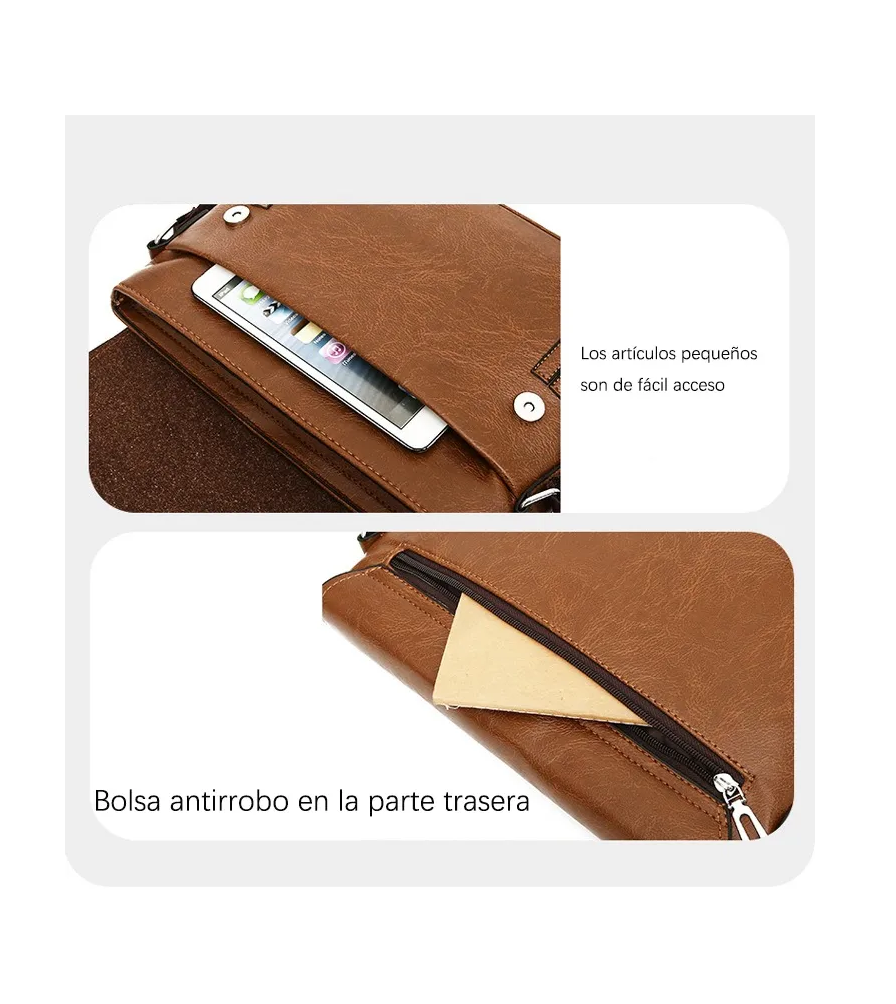 Foto 3 pulgar | Bolso De Hombro Bandolera De Cuero Para Hombres  Marrón