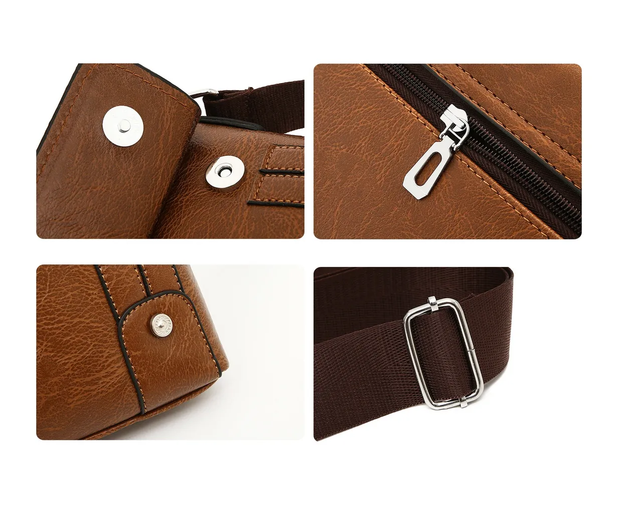 Foto 4 pulgar | Bolso De Hombro Bandolera De Cuero Para Hombres  Marrón