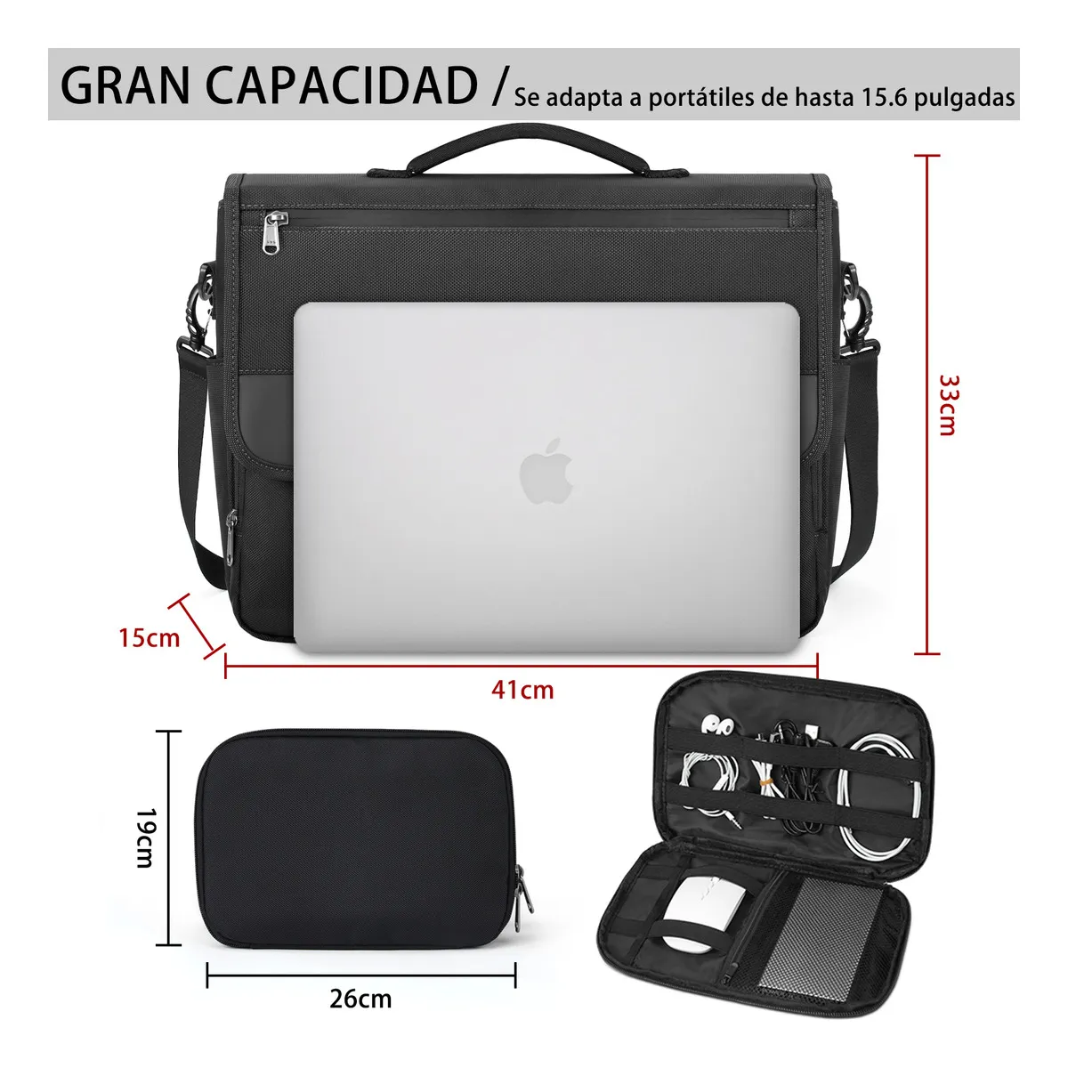 Foto 3 pulgar | Maletin  Belug Laptop Impermeable De Hombre 15.6pul Negro