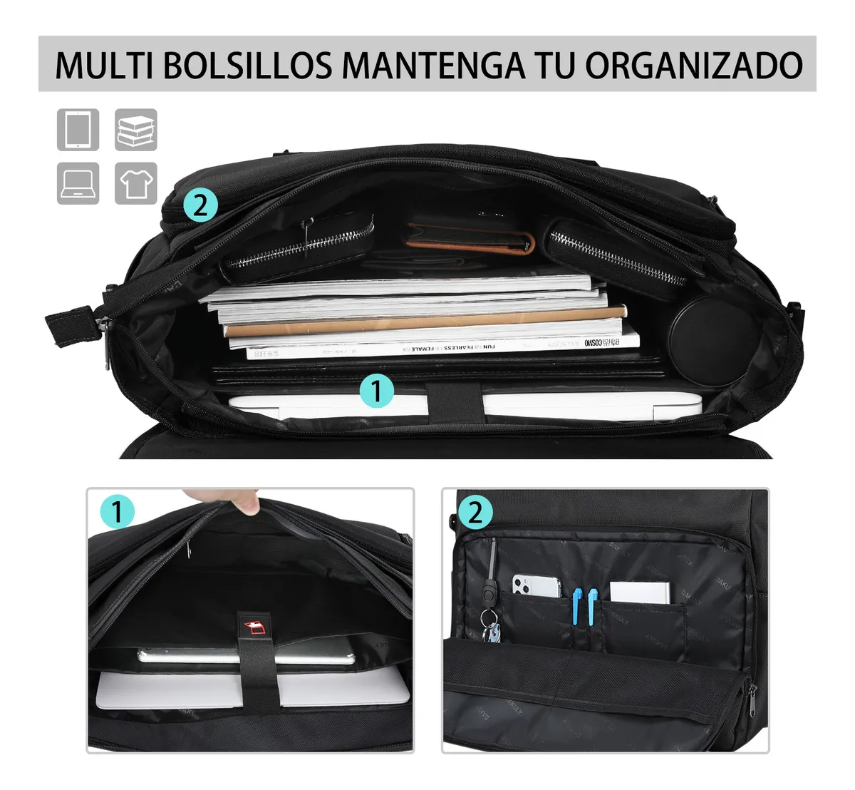 Foto 5 pulgar | Maletin  Belug Laptop Impermeable De Hombre 15.6pul Negro