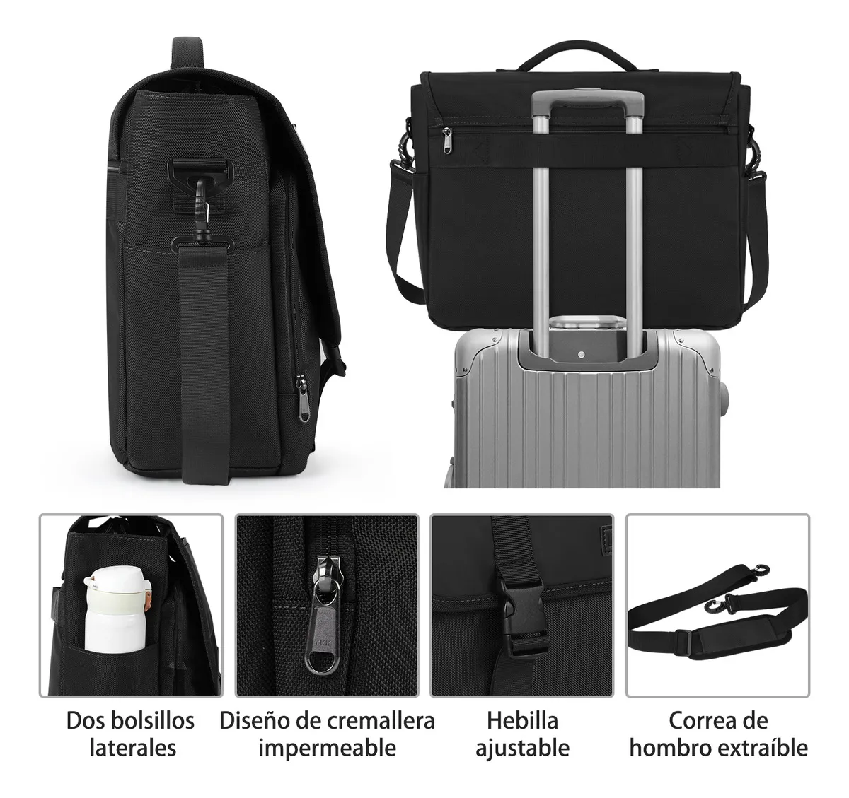 Foto 6 pulgar | Maletin  Belug Laptop Impermeable De Hombre 15.6pul Negro