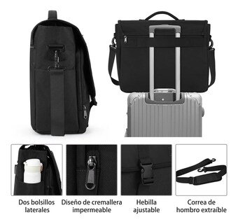 Foto 5 | Maletin Lab.g Laptop Impermeable De Hombre 15.6pul Negro