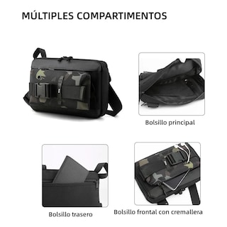 Foto 3 | Bandolera Belug Para Hombre Crossbody Camuflaje Negro