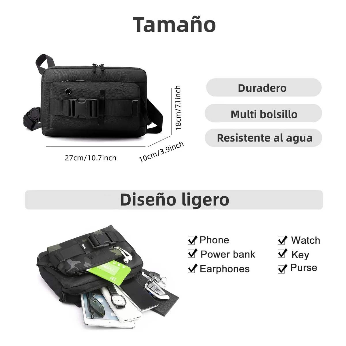 Foto 5 pulgar | Bandolera Belug  Para Hombre Crossbody Camuflaje Negro