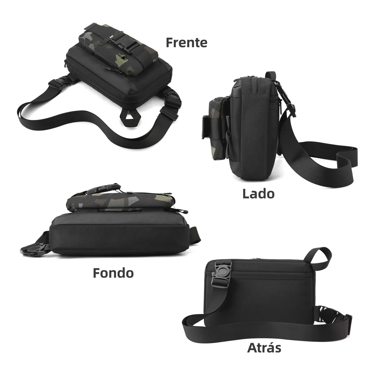 Foto 6 pulgar | Bandolera Belug  Para Hombre Crossbody Camuflaje Negro