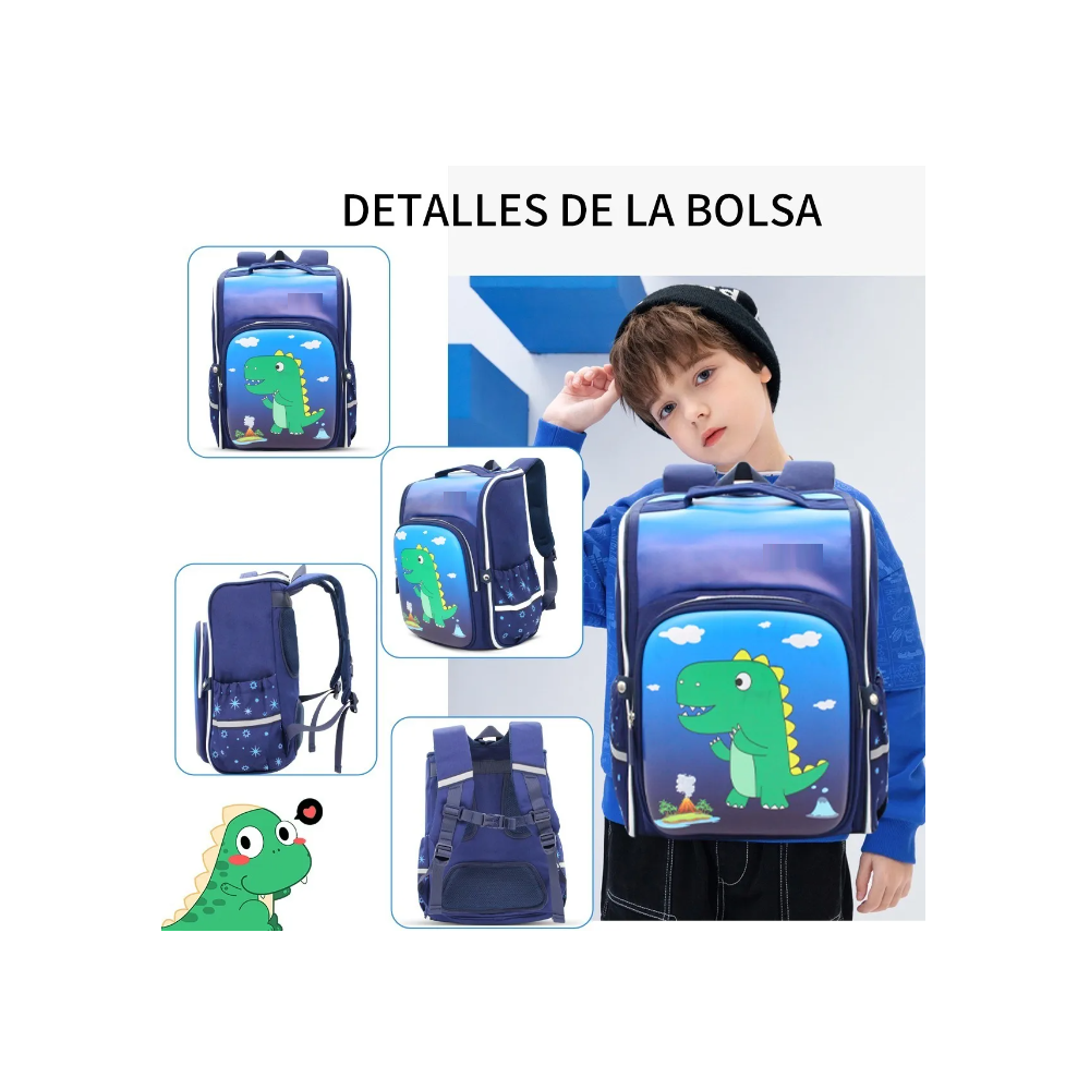 Foto 3 pulgar | Mochila Infantil Dinosaurio color Azul