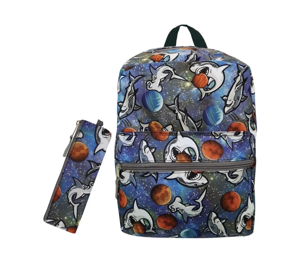 Mochila y Lapicera Travel Teche RE65146-000-BLU Multicolor - Tiburones