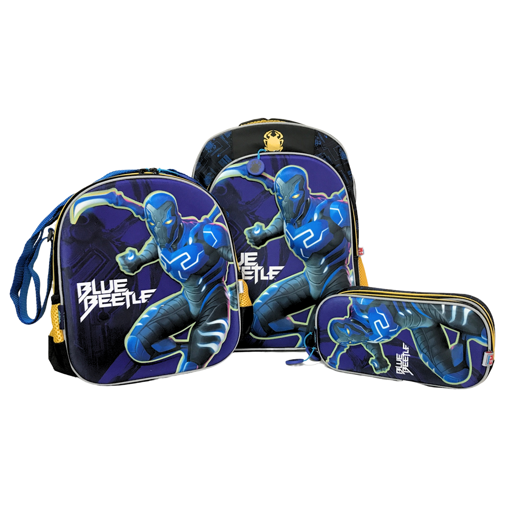 Mochila infantil Fotorama  Blue Beetle color Azul 3 Piezas