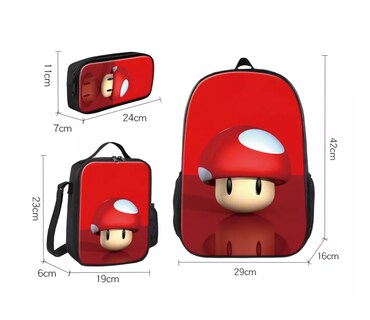 Foto 4 | Mochila + Lonchera + Lapicera Belug Mario Bros color Rojo 3 Piezas