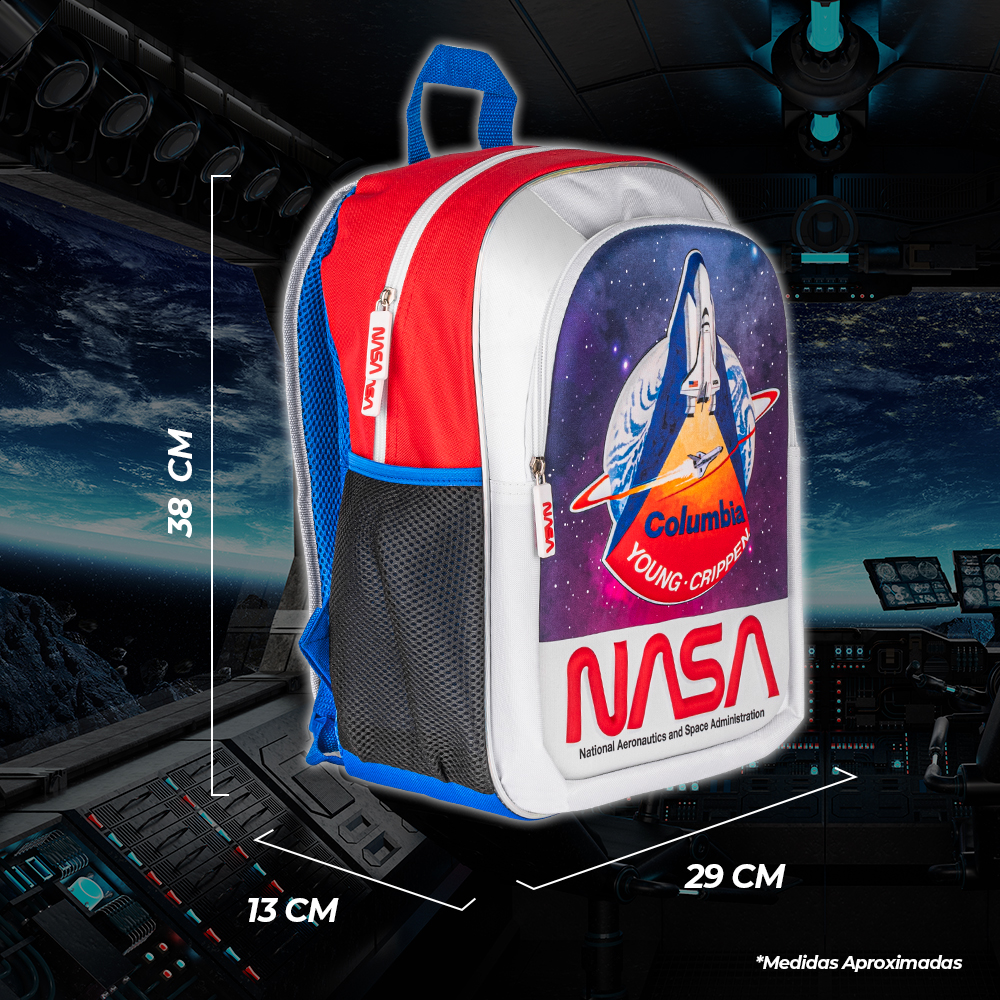 Foto 7 pulgar | Techzone Mochila Escolar Nasa Con Nave Termoformado 3d, 2 Amplios Compartimentos Y Bolsas Laterales De Malla