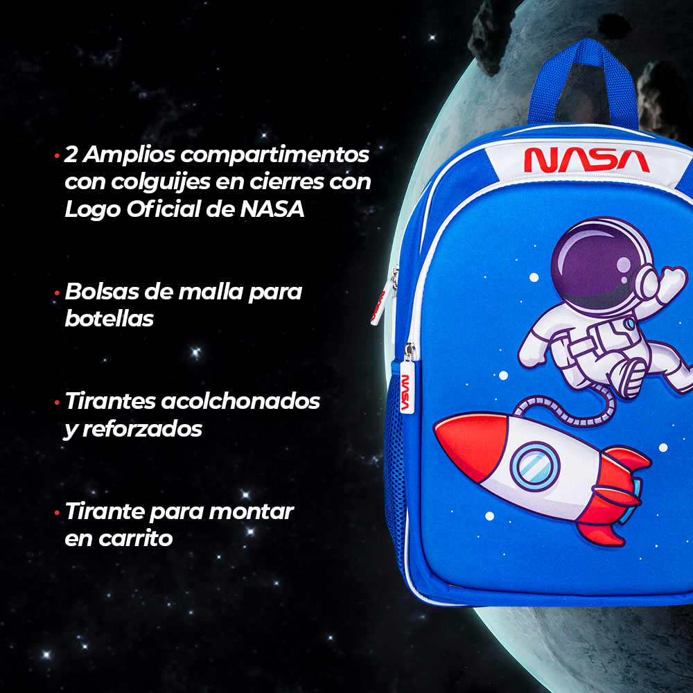 Foto 5 | Techzone Mochila Escolar Nasa Con Astronauta 3d, 2 Amplios Compartimentos Y Bolsas Laterales De Malla