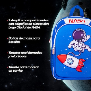 Foto 5 | Techzone Mochila Escolar Nasa Con Astronauta 3d, 2 Amplios Compartimentos Y Bolsas Laterales De Malla