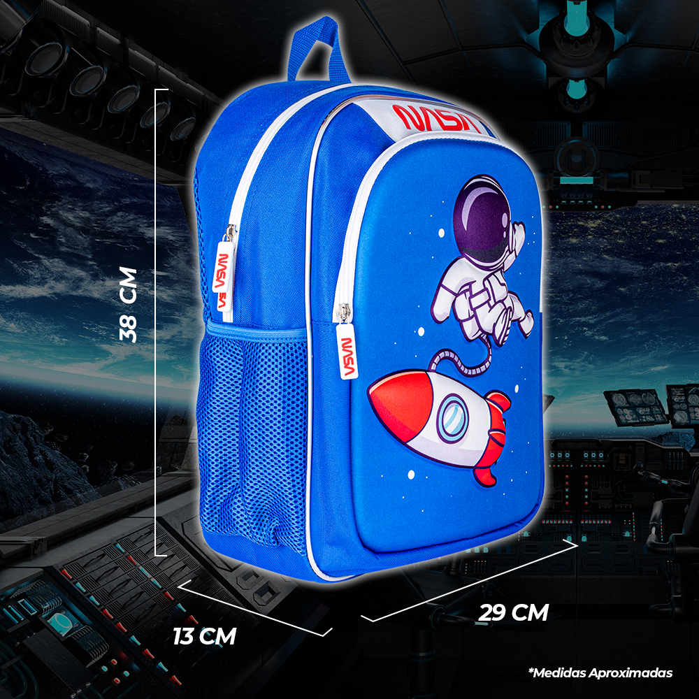 Foto 7 pulgar | Techzone Mochila Escolar Nasa Con Astronauta 3d, 2 Amplios Compartimentos Y Bolsas Laterales De Malla