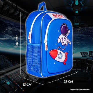 Foto 6 | Techzone Mochila Escolar Nasa Con Astronauta 3d, 2 Amplios Compartimentos Y Bolsas Laterales De Malla