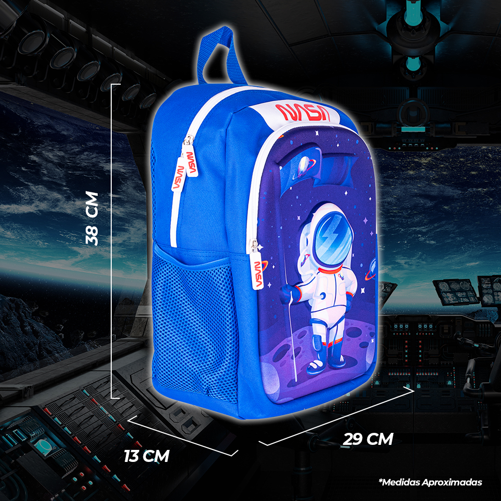Foto 7 pulgar | Techzone Mochila Escolar Nasa Astronauta 3d El Alunizaje, 2 Amplios Compartimentos Y Bolsas Laterales De Malla