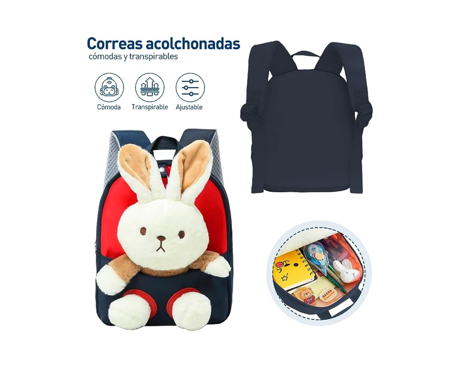 Foto 3 | Mochila Infantil Bluelander Juguete De Peluche Desmontable color Rojo Ideal Para Utiles Escolares