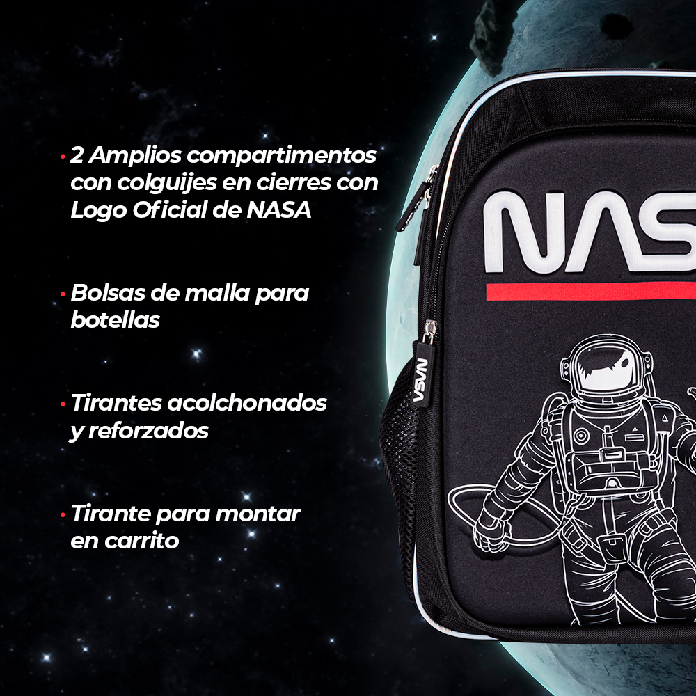 Foto 4 pulgar | Mochila + Lonchera Escolar Nasa NSKIT06 color Negro Diseño de Astronauta