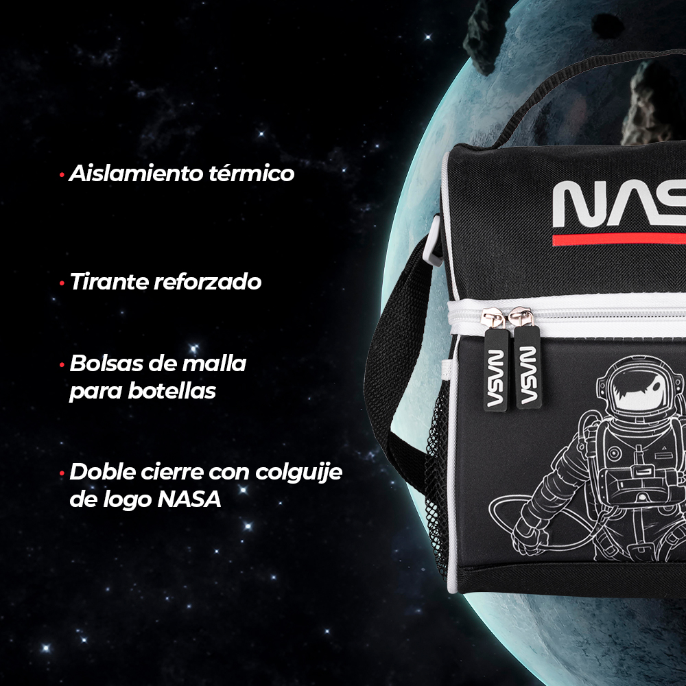 Foto 6 pulgar | Mochila + Lonchera Escolar Nasa NSKIT06 color Negro Diseño de Astronauta