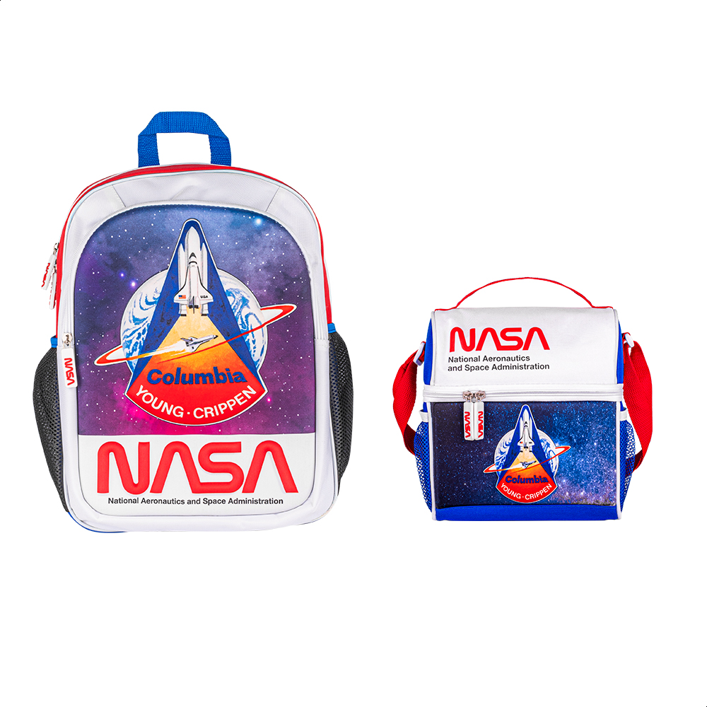 Mochila + Lonchera Escolar Nasa NSKIT03 color Blanco Diseño de Astronauta