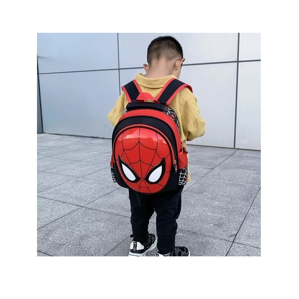 Foto 3 | Mochila Escolar Preescolar Impermeable Spider Man 3d Dibujos Animados color Rojo con Negro