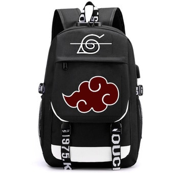 Venta Internacional - Mochila Beibao Negra con Logo Akatsuki de Naruto $552