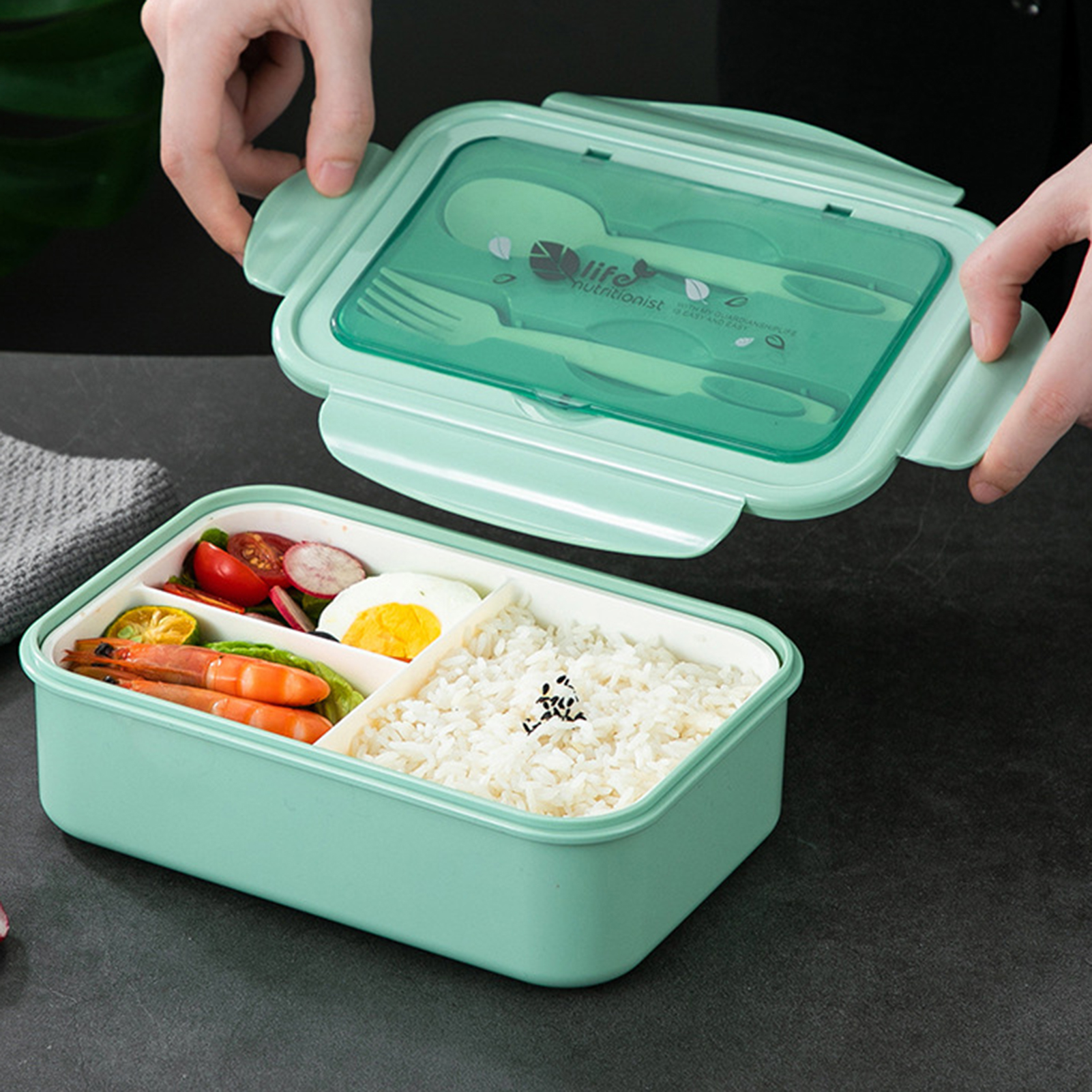 Foto 6 pulgar | Venta Internacional-lonchera De Plástico Apta Para Alimentos Con Cubiertos