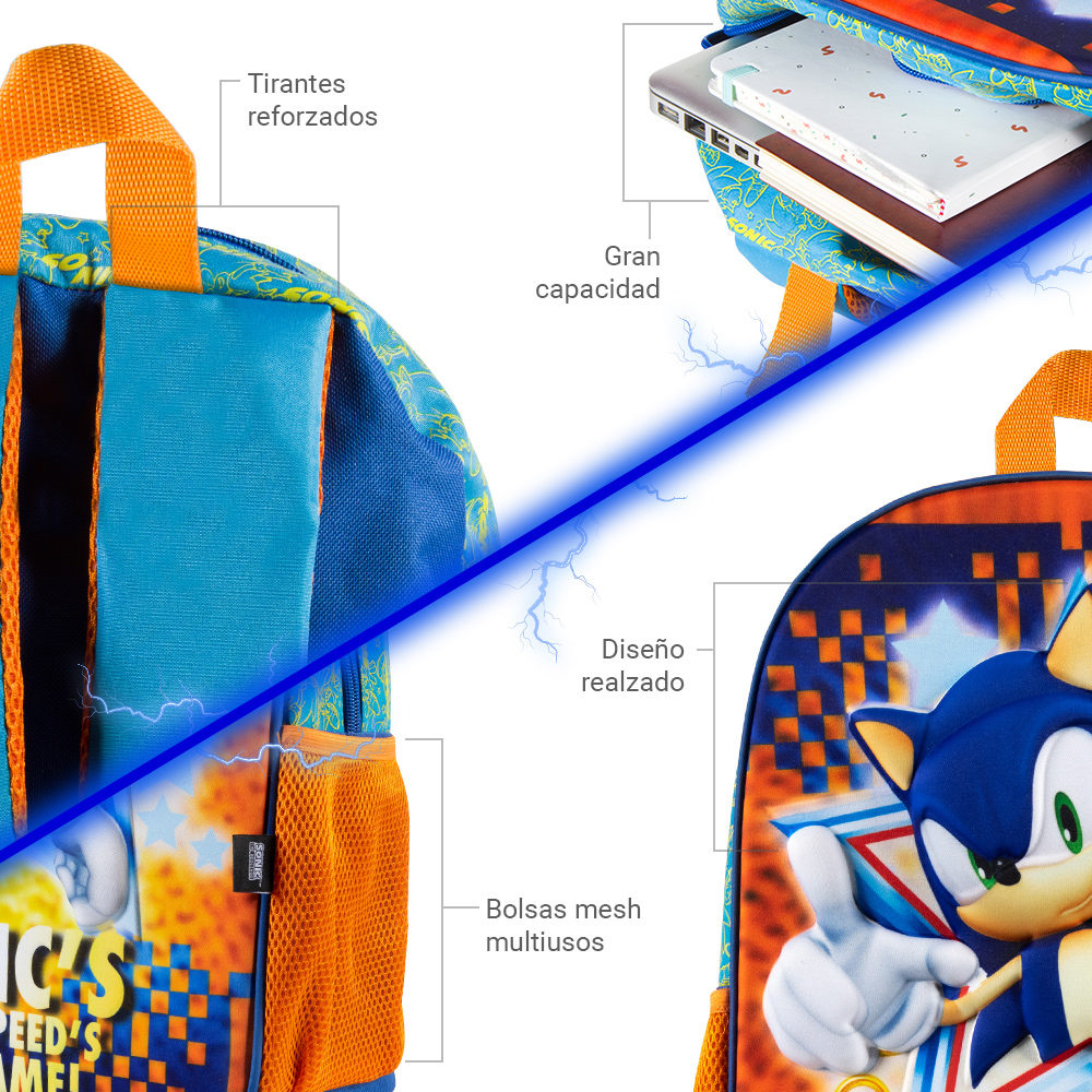 Foto 5 pulgar | Mochila Escolar Ginga Sonic Diseño 3d Step It Up