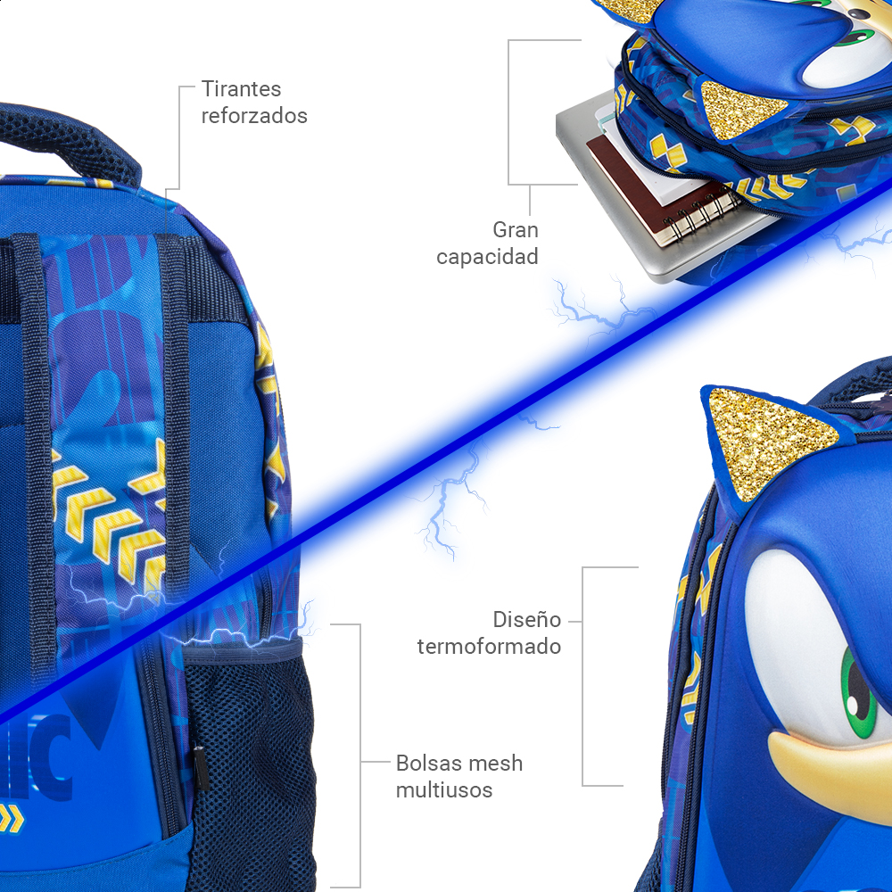 Foto 5 pulgar | Mochila Escolar Ginga Sonic 16 Pulgadas Diseño 3d