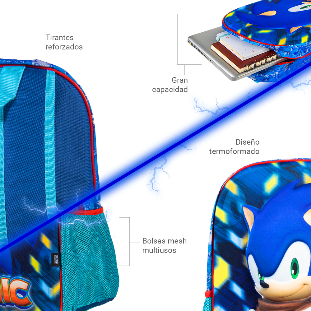 Foto 7 pulgar | Mochila Escolar Ginga Sonic 14 Pulgadas Diseño 3d
