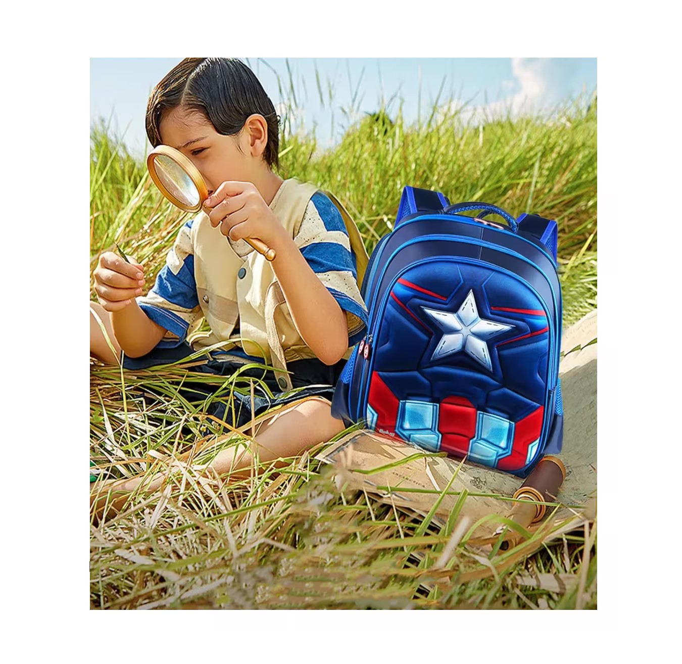 Foto 4 pulgar | Mochila Escolar Belug Capitán América Azul