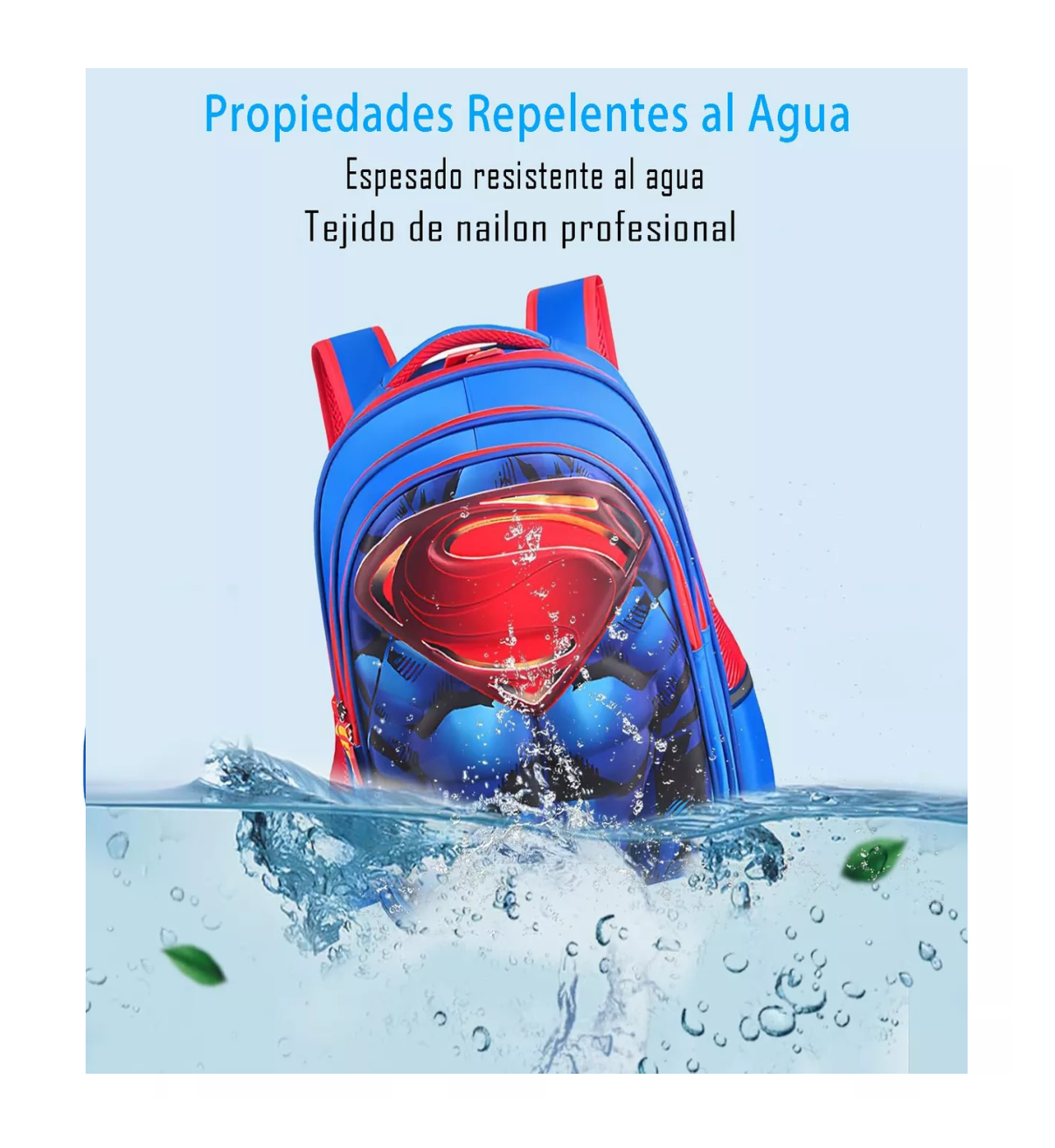 Foto 4 pulgar | Mochila Lab.G Superman Azul Impermeable