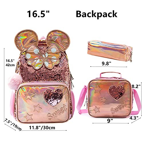 Foto 3 pulgar | Mochila + Lonchera + Lapicera Meetbelify Rosa para Niñas 3 Piezas - Venta Internacional