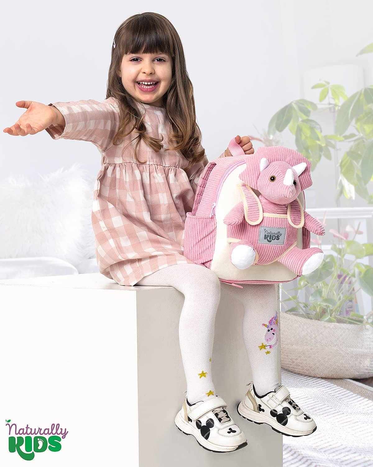 Foto 4 pulgar | Mochila Naturally Kids Con Dinosaurio Pequeño Con Peluche Para Niñas De 3 A 5 Años - Venta Internacional.