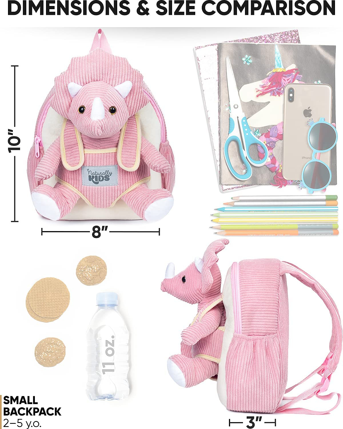 Foto 6 pulgar | Mochila Naturally Kids Con Dinosaurio Pequeño Con Peluche Para Niñas De 3 A 5 Años - Venta Internacional.