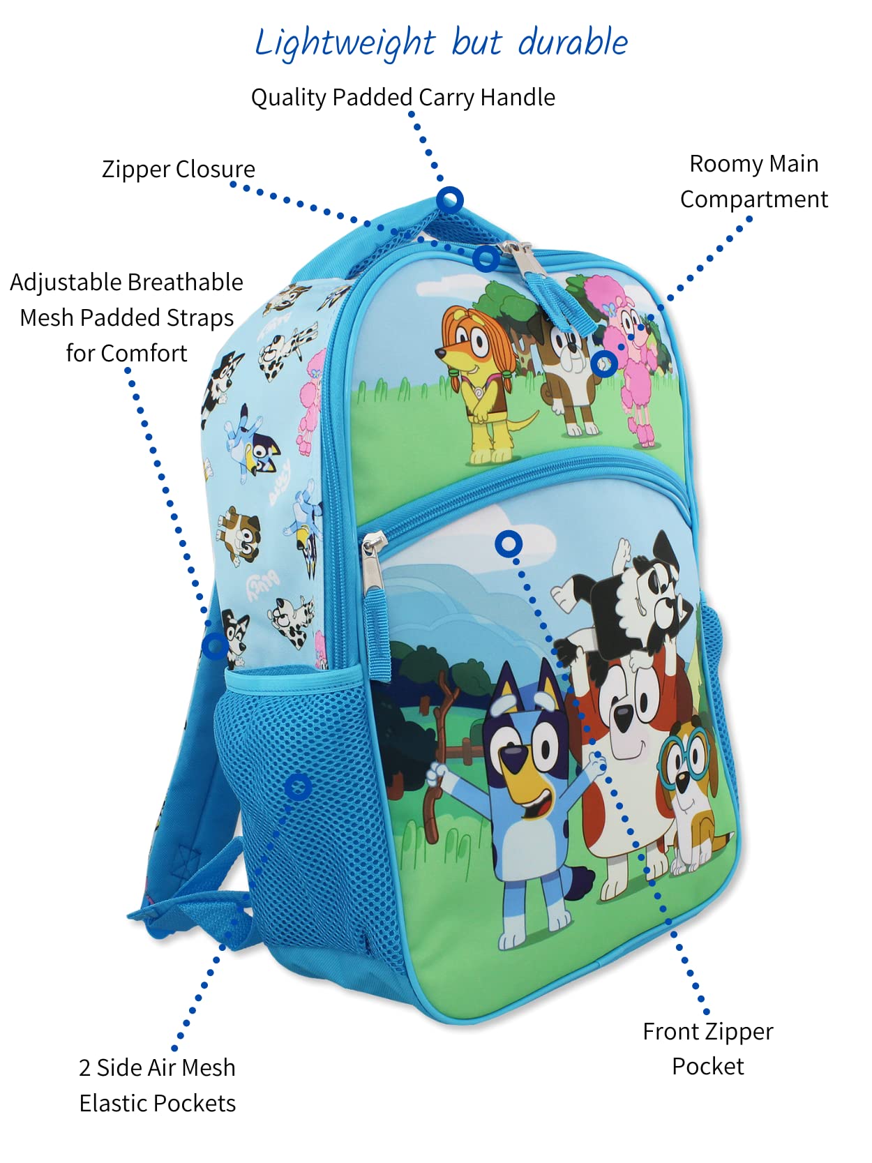 Foto 4 pulgar | Mochila Bluey Kids School 40 cm de Cordura Azul - Venta Internacional