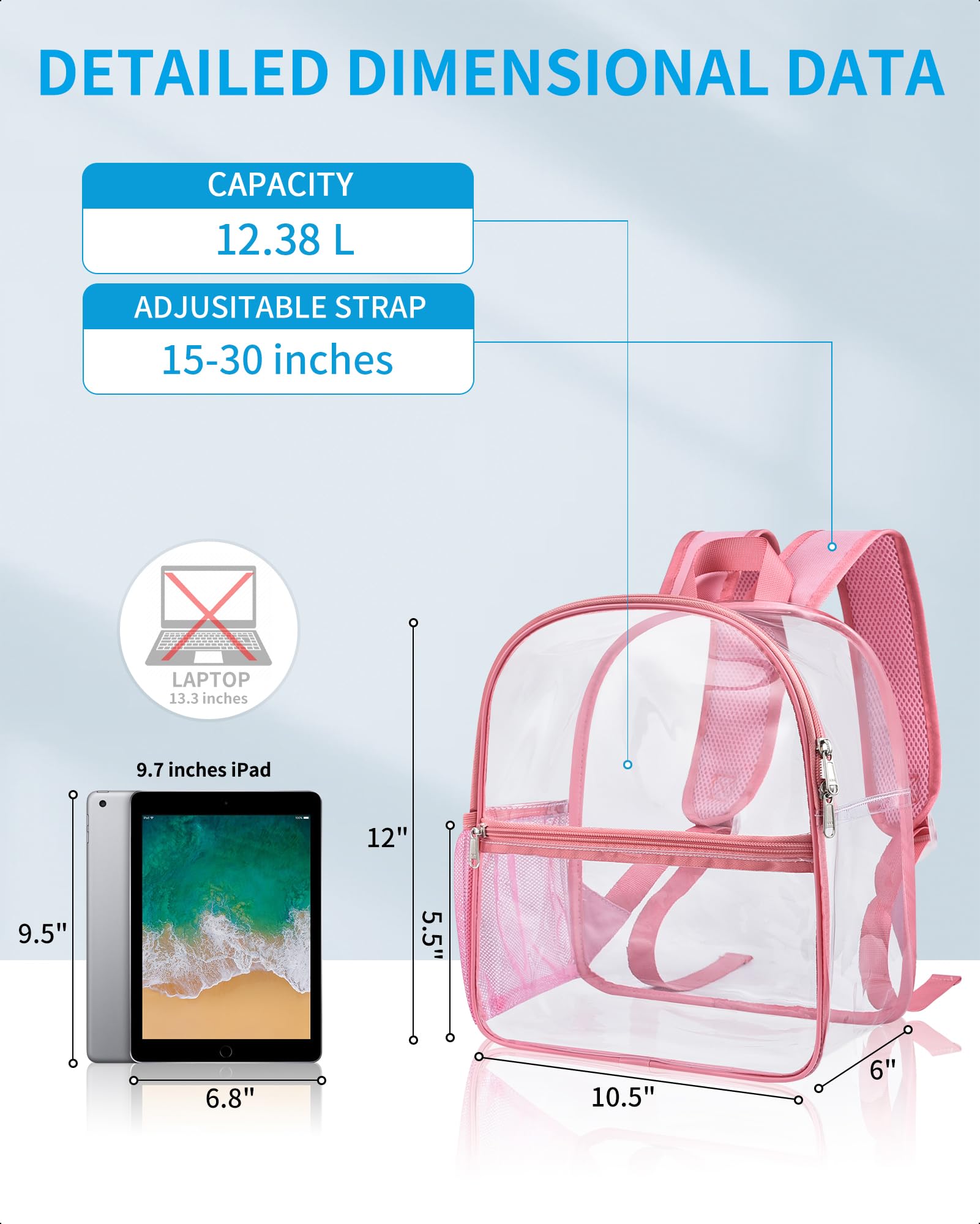 Foto 3 pulgar | Mochila Paxiland Clear Stadium Homologada 30 x 30 x 15 cm Rosa - Venta Internacional