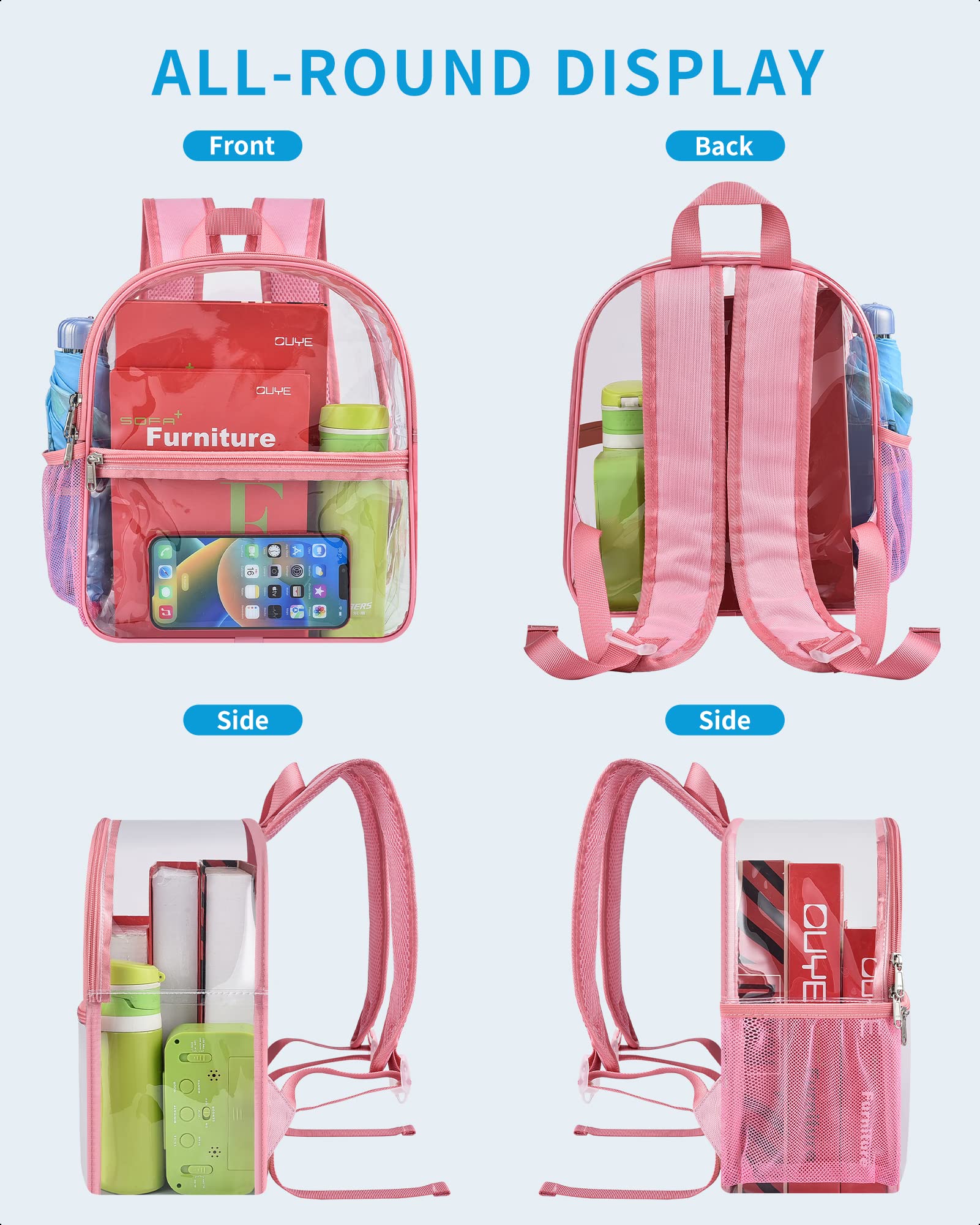 Foto 7 pulgar | Mochila Paxiland Clear Stadium Homologada 30 x 30 x 15 cm Rosa - Venta Internacional