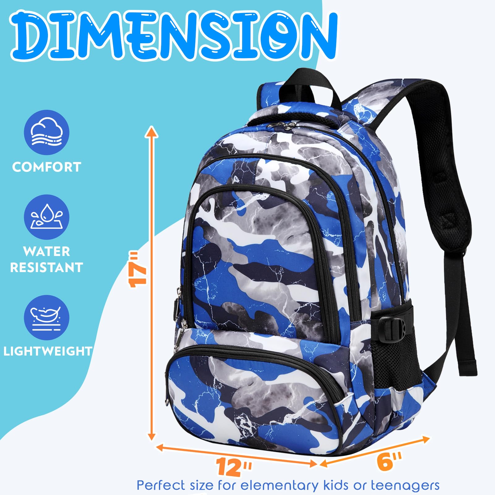 Foto 2 | Mochila Bluefairy Kids para Niños Camuflaje Azul - Venta Internacional