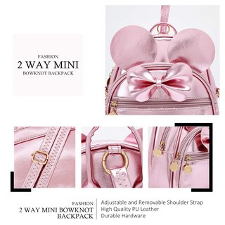 Foto 3 | Mochila Pequeña Kl928 De Piel Sintética Con Lunares Y Lazo Para Niñas - Venta Internacional