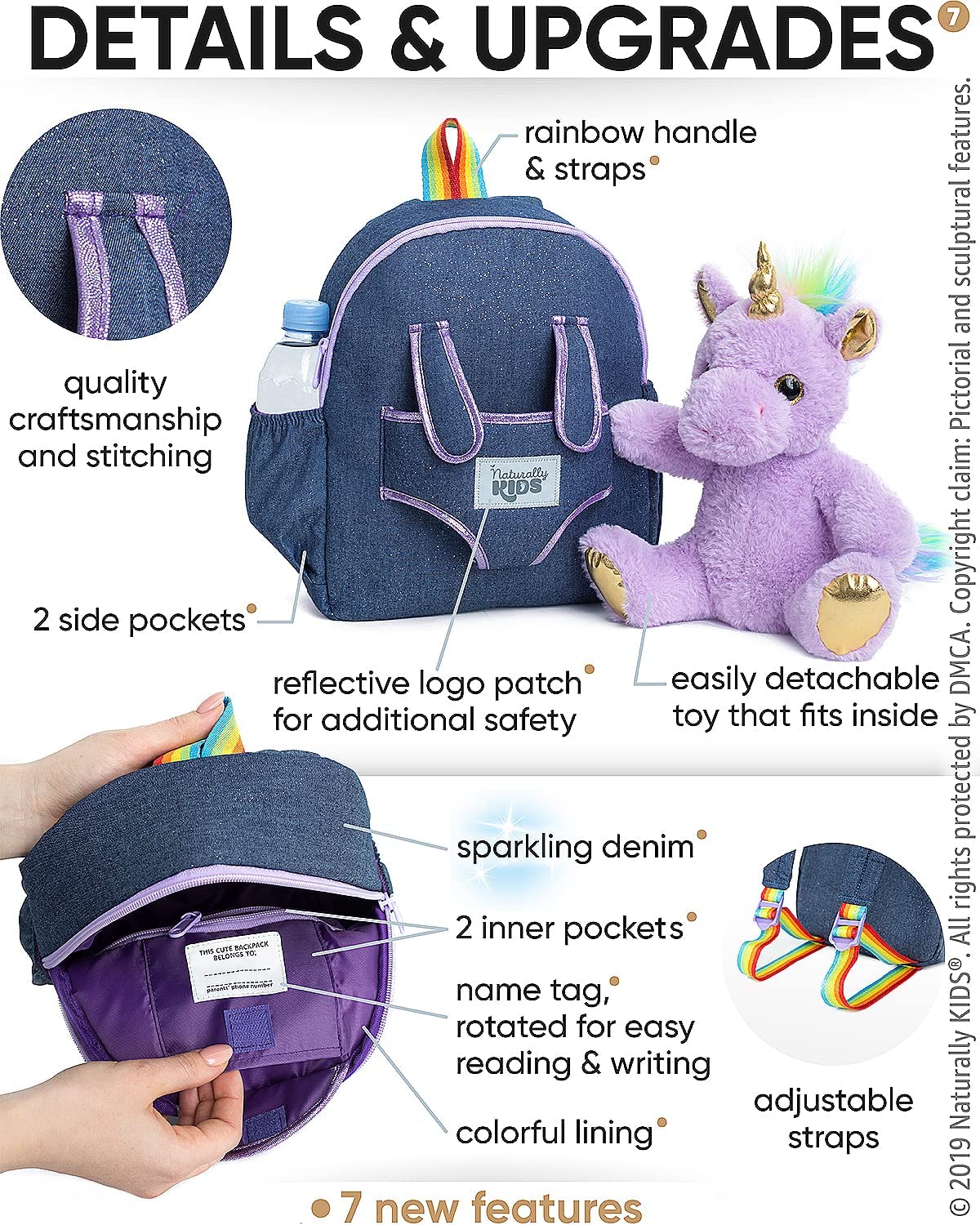 Foto 6 pulgar | Mochila Naturally Kids Unicorn para Niñas - Venta Internacional
